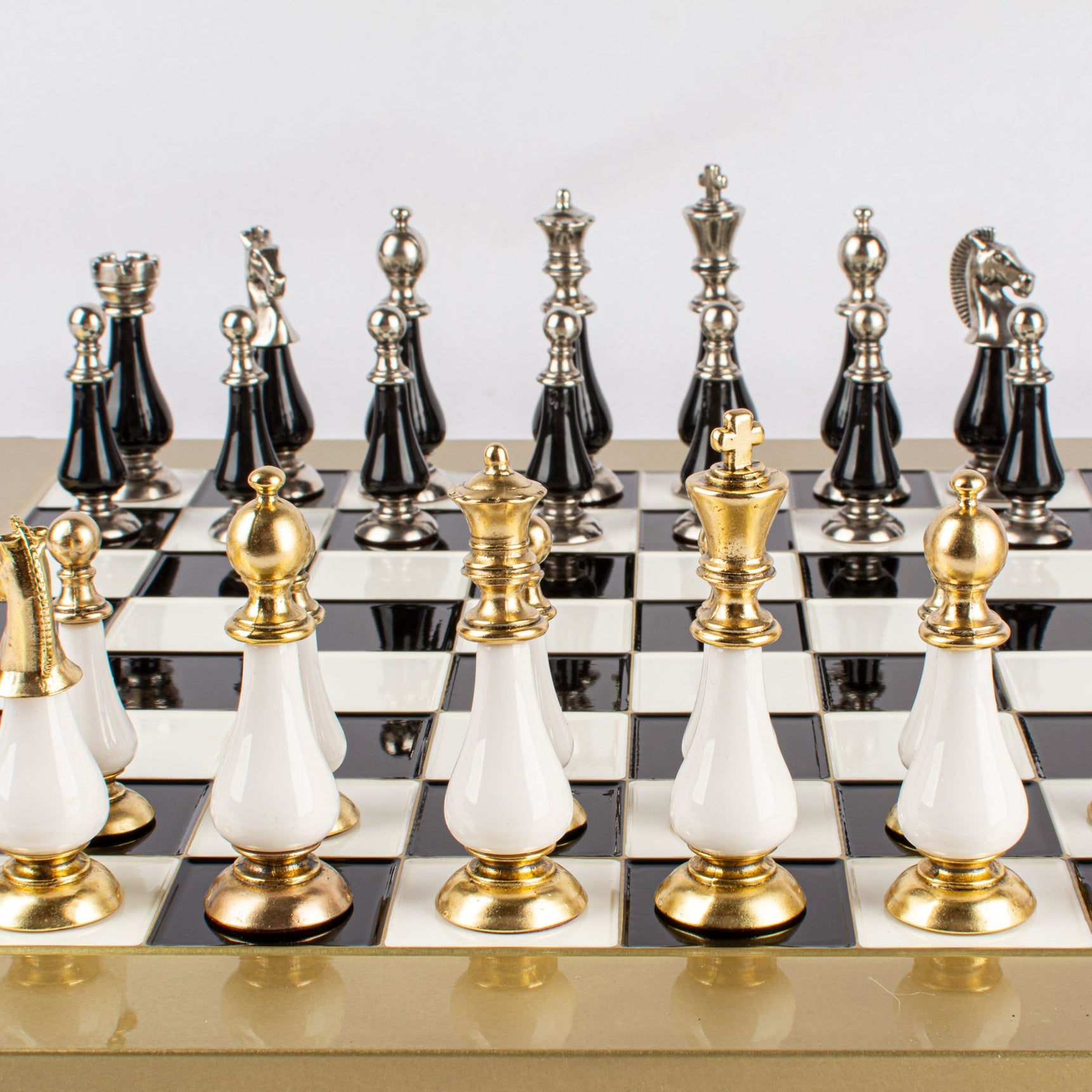 Luxury Black & Gold Metal Chess Set