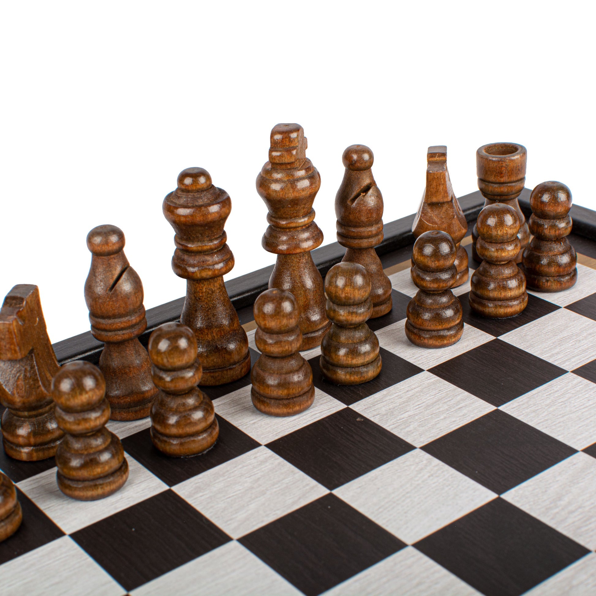 Modern 2-in-1 Combo Game Set - Chess & Backgammon in Black Wenge Wooden Case (Small)