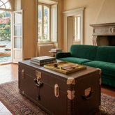 صندوق تخزين فاخر من جلد العجل – 120×51×51 سم