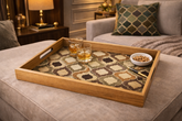 WOODEN TRAY with printed design - MOROCCAN STYLE by Manopoulos - Main View