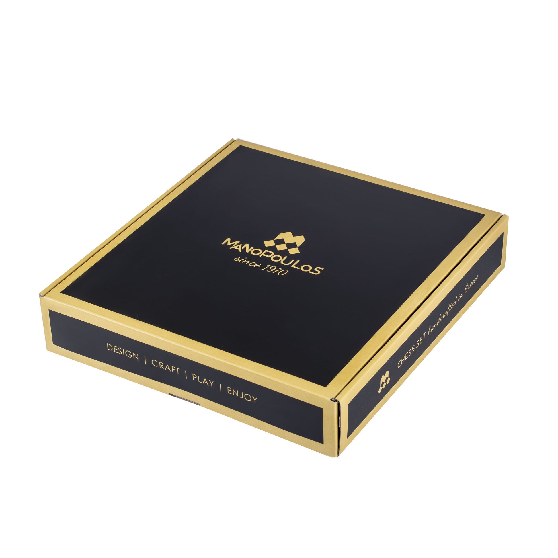 Luxury Leather Chess Set with Brass and Pewter Finish Chessmen