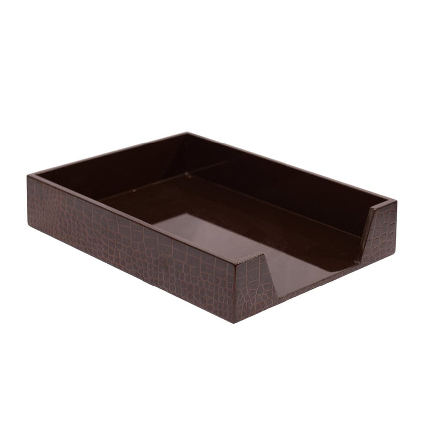 Brown rectangular tray on a white background