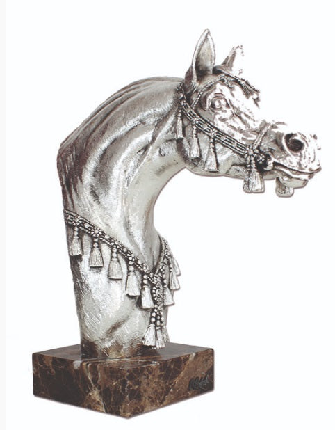 Silver Arabian Horse Bust