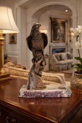 Falcon on a Gloved Hand — Bronze on Amethyst · 34 cm by Ebano - Main View