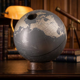 Orbis Dove Grey Desk Globe – Hand-Finished Beechwood Base – Contemporary Consultable Map by Zoffoli - Main View