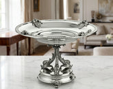 Argenti d'arte - round chiselled stand bowl w/dolphins by Schiavon - Main View