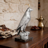 Silver Falcon with Hood Sculpture