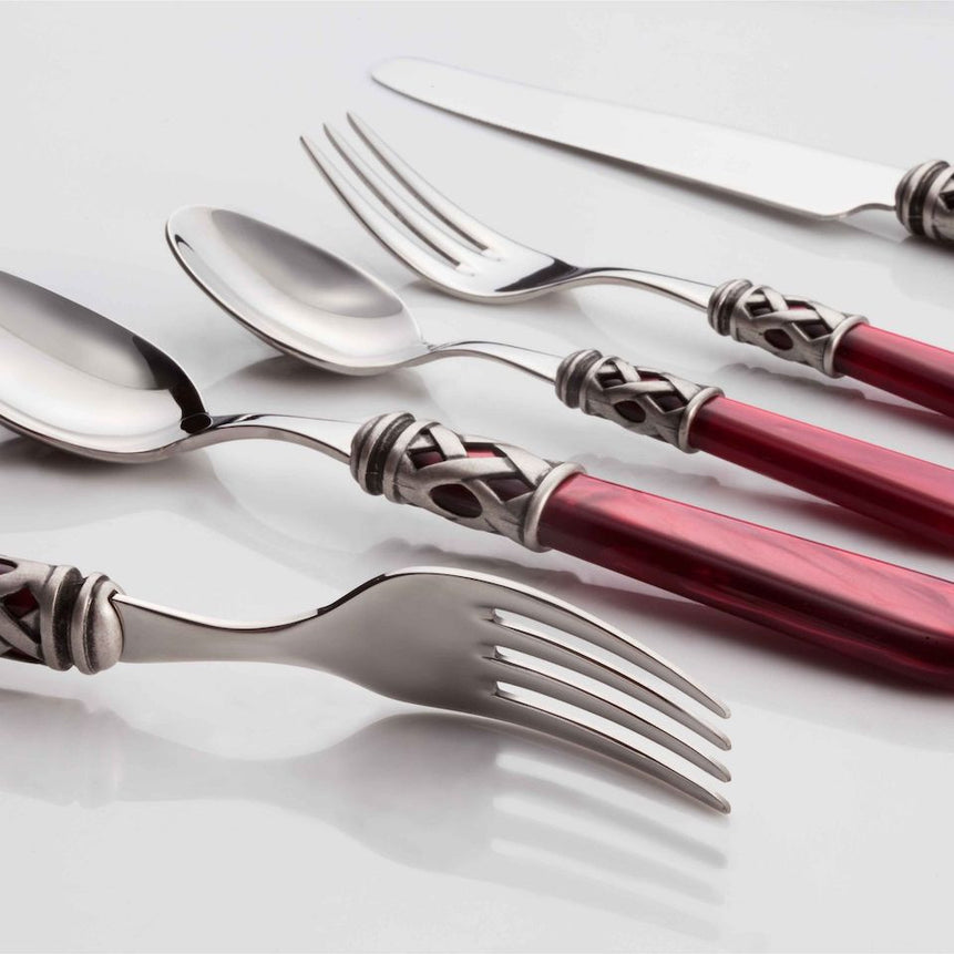 Aladdin Chromed Ring Cutlery Set – 75 Pieces – Nacreous Blue – Wengé Wood Box