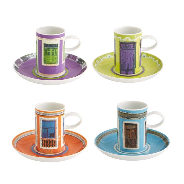 Olhar o Brasil - Set 4 Coffee Cups and Saucers Windows - LAZADO