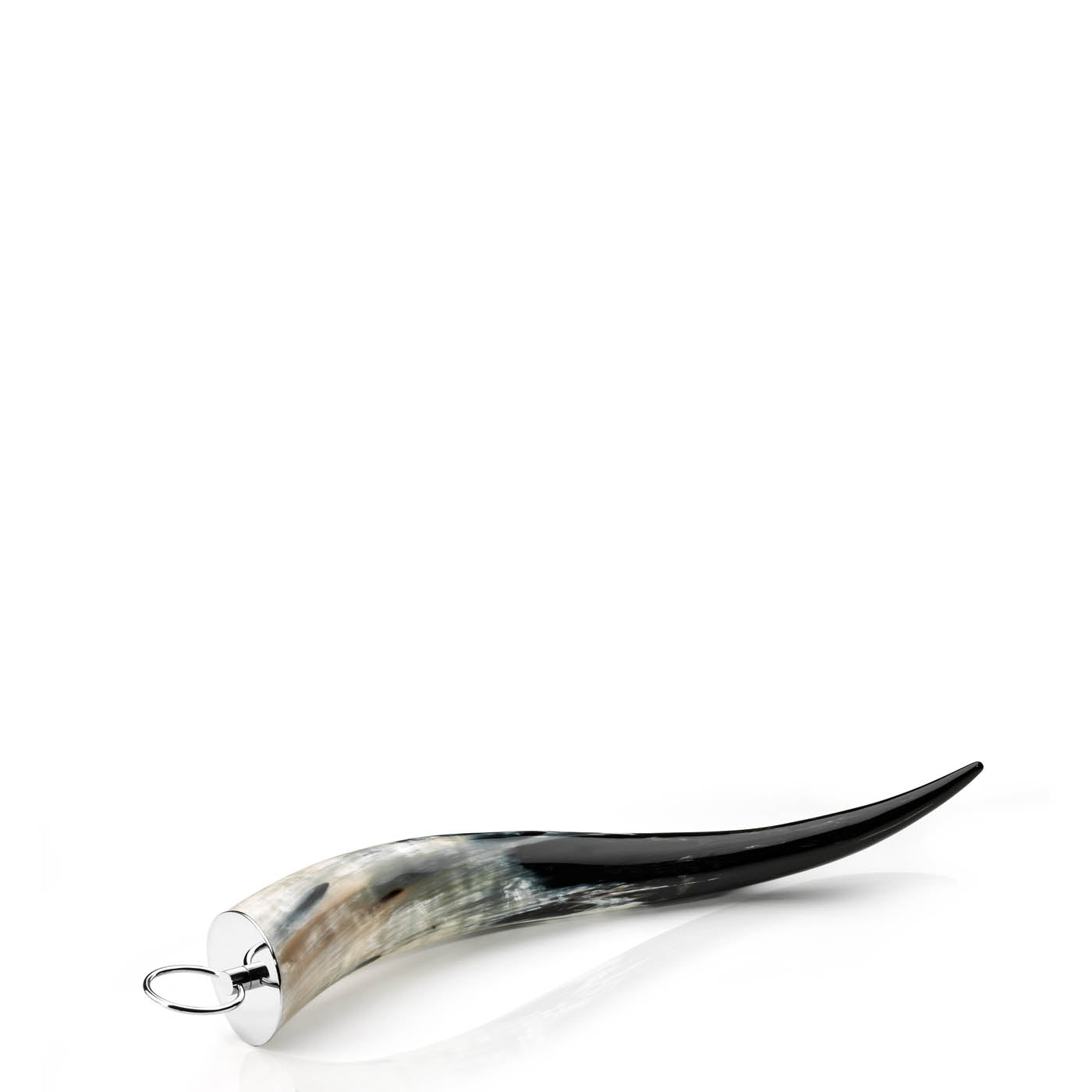 PEGASO HORN - Horn sculpture. End ring in chromed brass, end plate in hand shaped chromed brass. - LAZADO