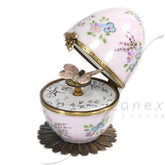 Pale pink flowers musical egg by Fanex France - Main View