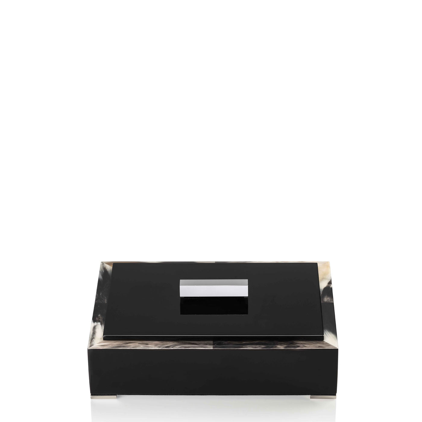 SELENE Box - Rectangular box in dark horn and wood with lacquered black gloss finish - LAZADO