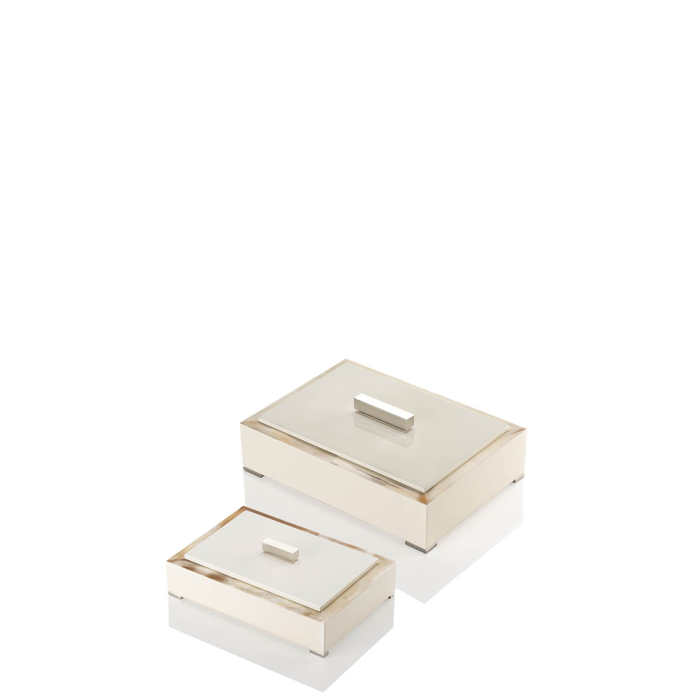 SELENE Box - Rectangular box in horn and wood with lacquered ivory gloss finish - LAZADO