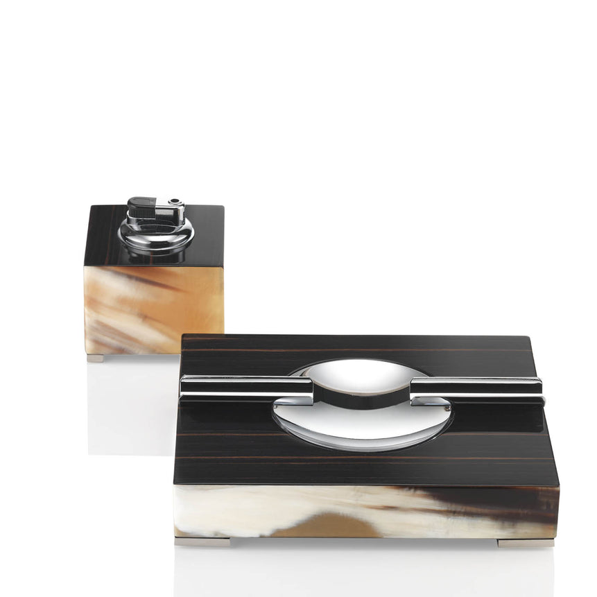 TEODOR Ash Tray, Lighter  glossy and chromed brass. - LAZADO