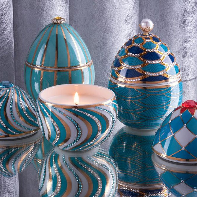 TURQUOISE EGG WITH GOLDEN STRIPE - LAZADO