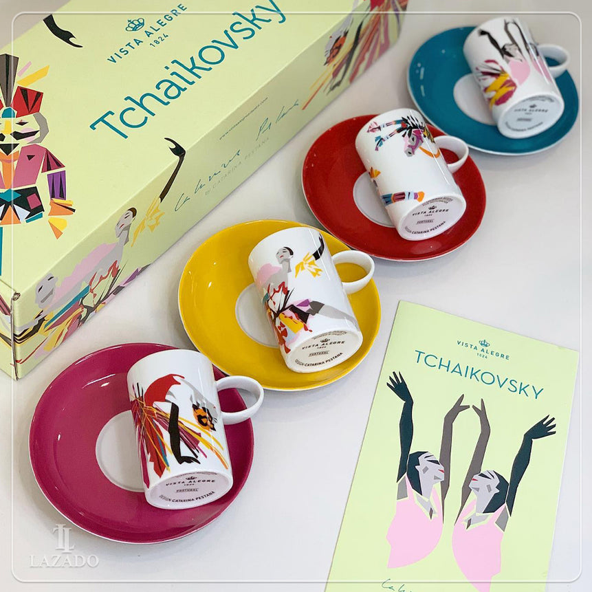 Tchaikovsky - Set 4 Coffee Cups & Saucers - LAZADO