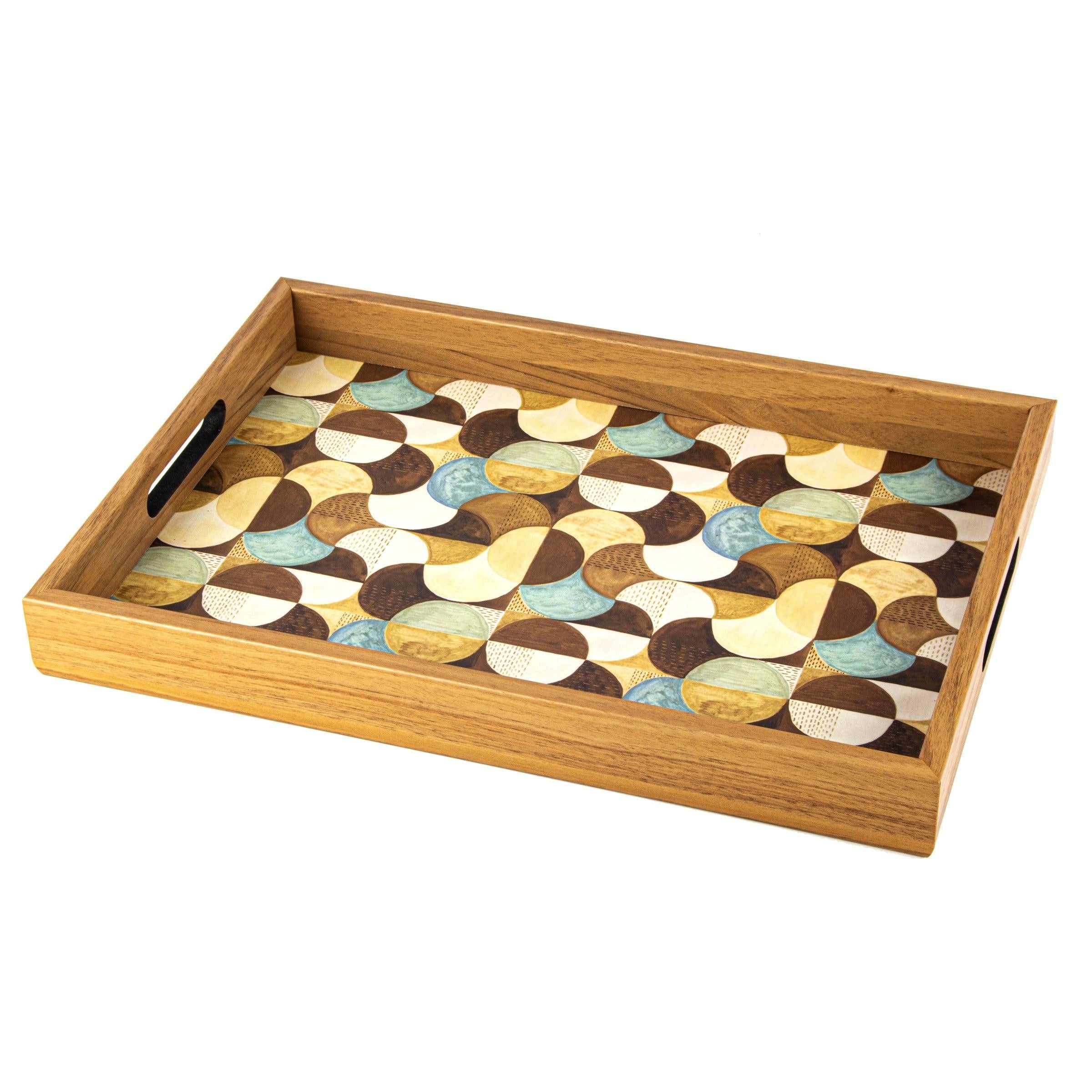 WOODEN TRAY with printed design - ART DECO TURQUOISE - LAZADO