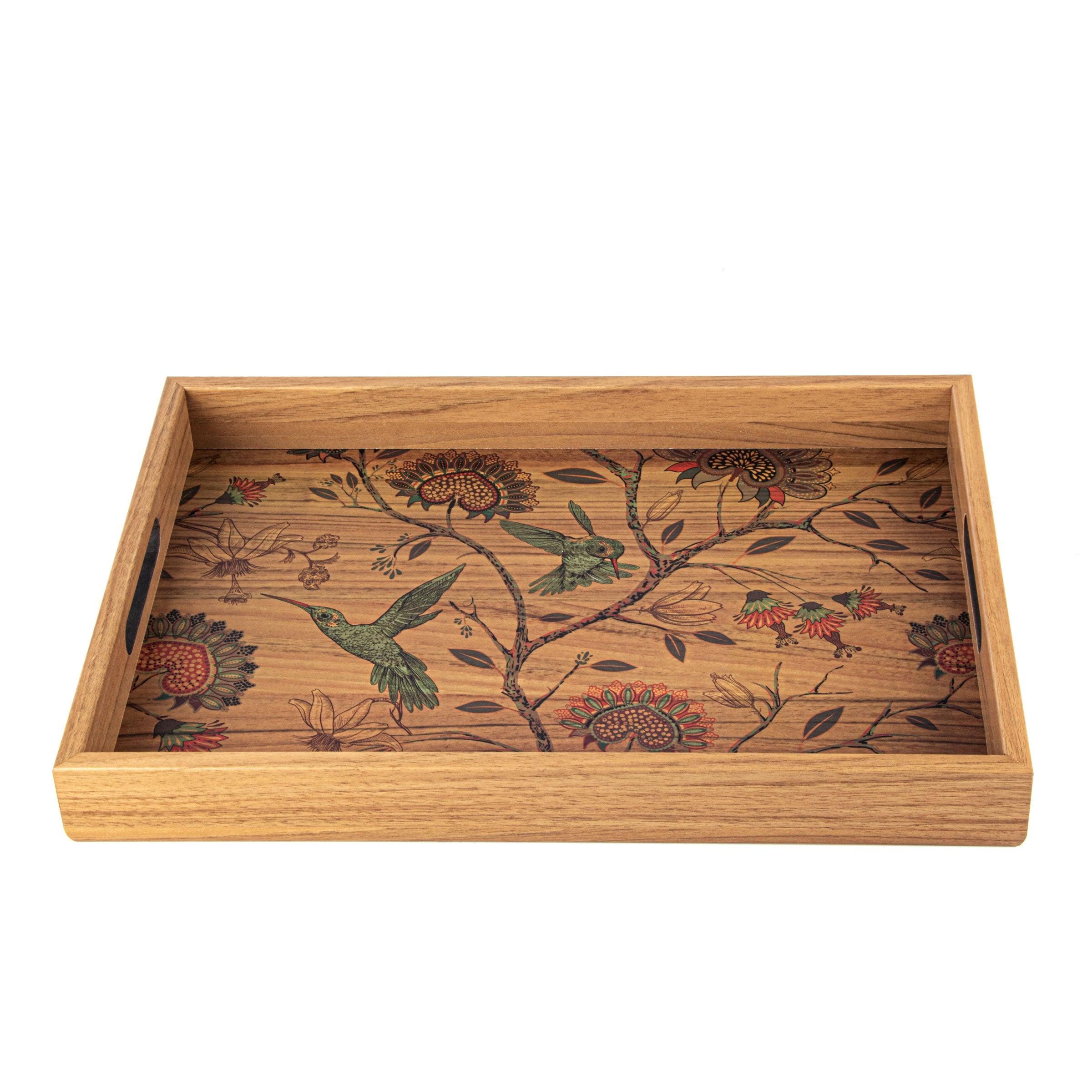 WOODEN TRAY with printed design - BIRDS - LAZADO