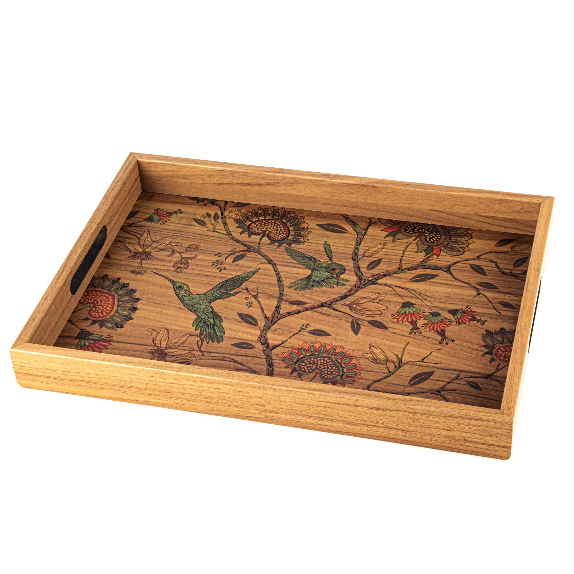 WOODEN TRAY with printed design - BIRDS - LAZADO