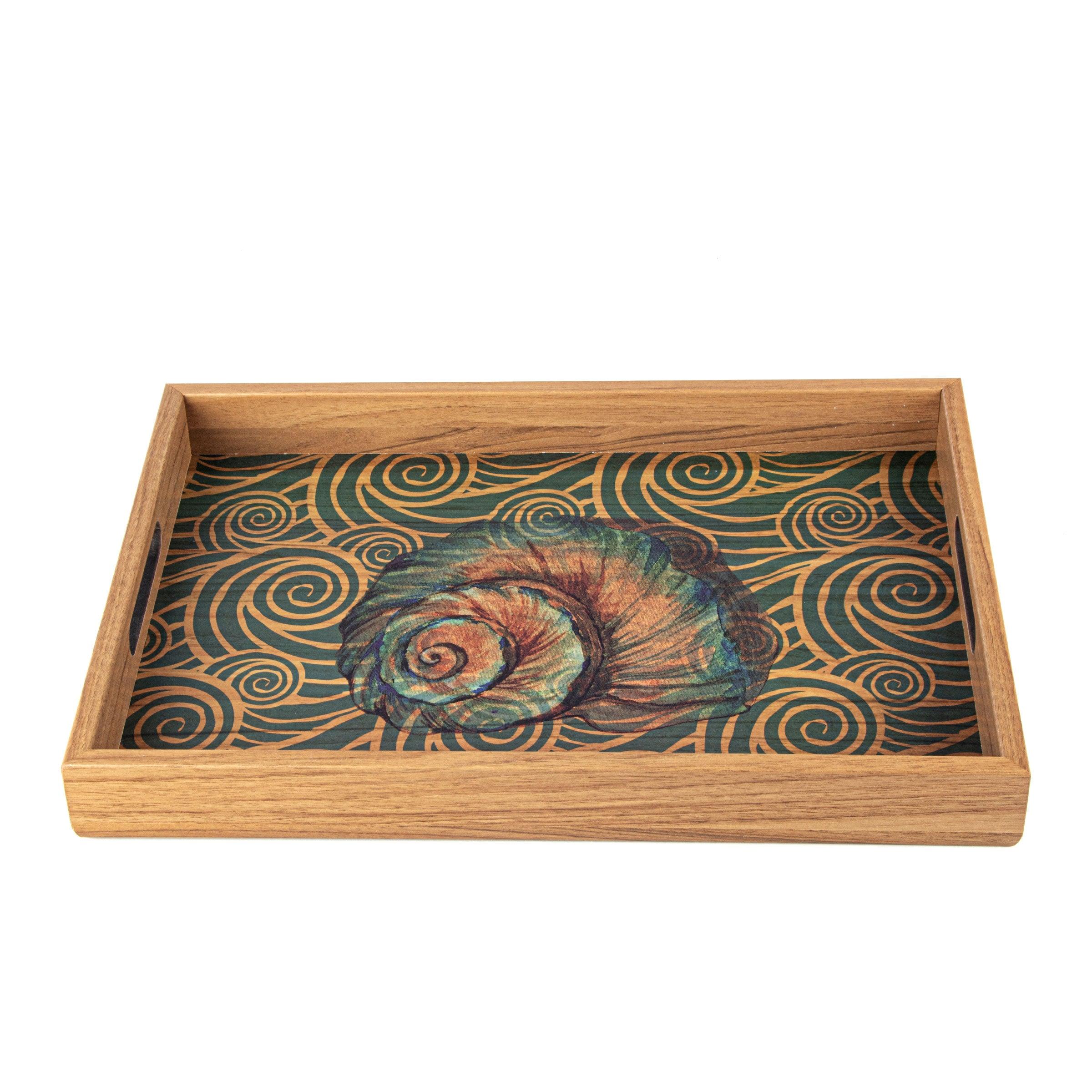 WOODEN TRAY with printed design - OCEAN - LAZADO