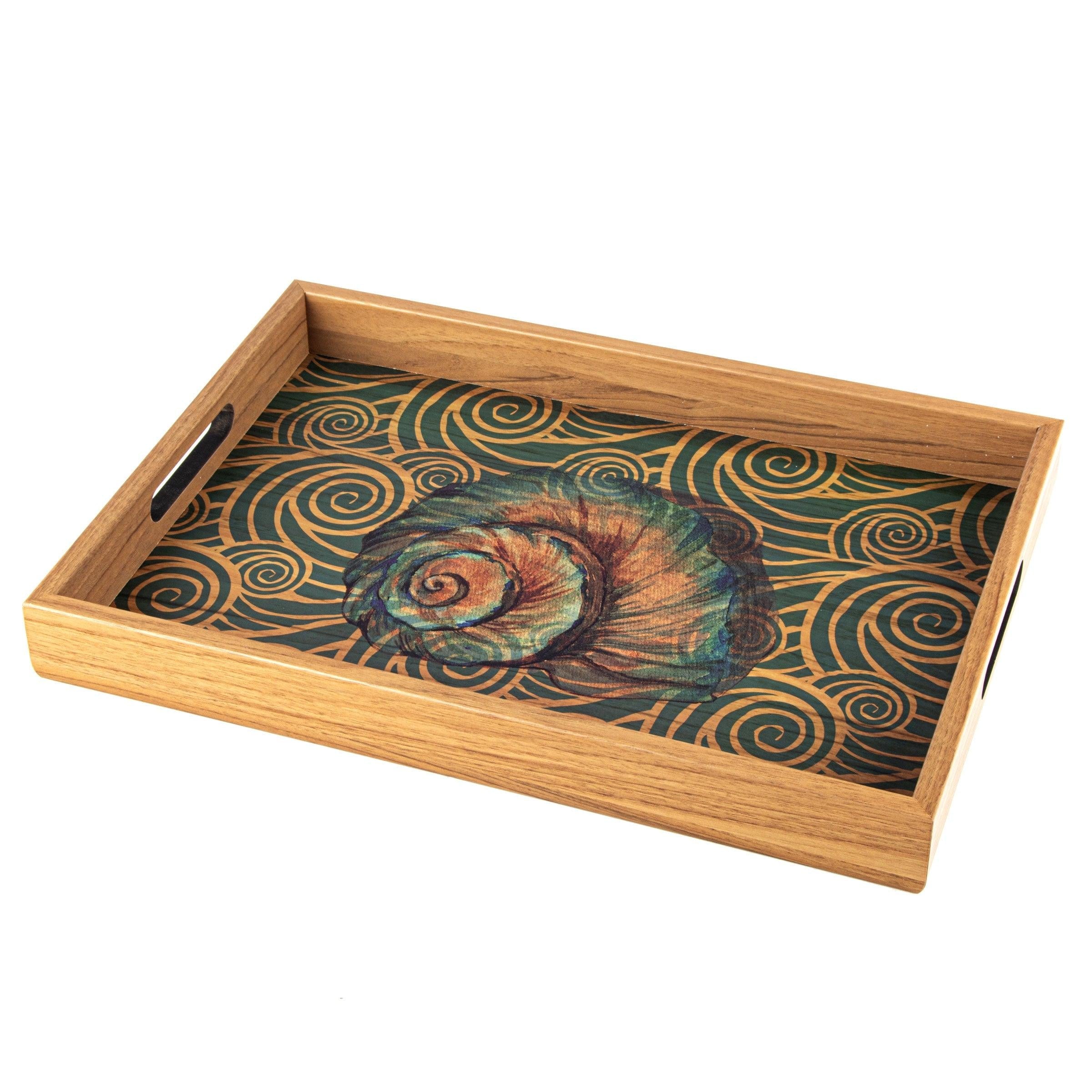 WOODEN TRAY with printed design - OCEAN - LAZADO