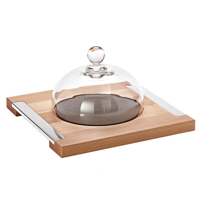Wooden cheese board w/dome - LAZADO