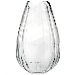 Blue Bird Engraved Crystal Vase by Vista Alegre - Detail View