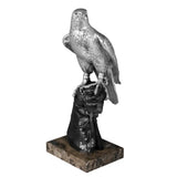 Silver Falcon on Hand Sculpture by Anglada Esculturas - Detail View