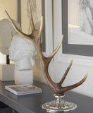 Natural Antler on Ornate Silver-Plated Base by Petri Firenze - Main View