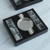Rectangular Ashtray with Lacquered Base and Natural Horn Mosaic