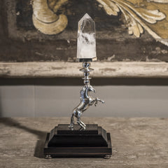 Silver Horse Sculpture with Rock Crystal on Ebony Base by Petri Firenze - Main View