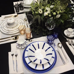 Striche Arancio e Oro - طقم أطباق فاخر (30 قطعة)