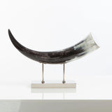 Horizontal Natural Horn Decor on Nickel-Plated Base by Petri Firenze - Main View