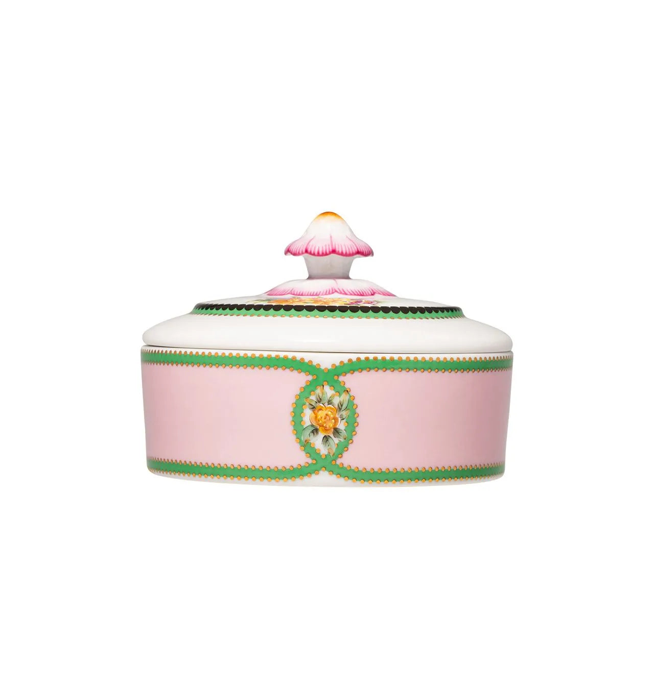Herança Sugar Box — rose-pink porcelain with sculpted flower lid | Vista Alegre