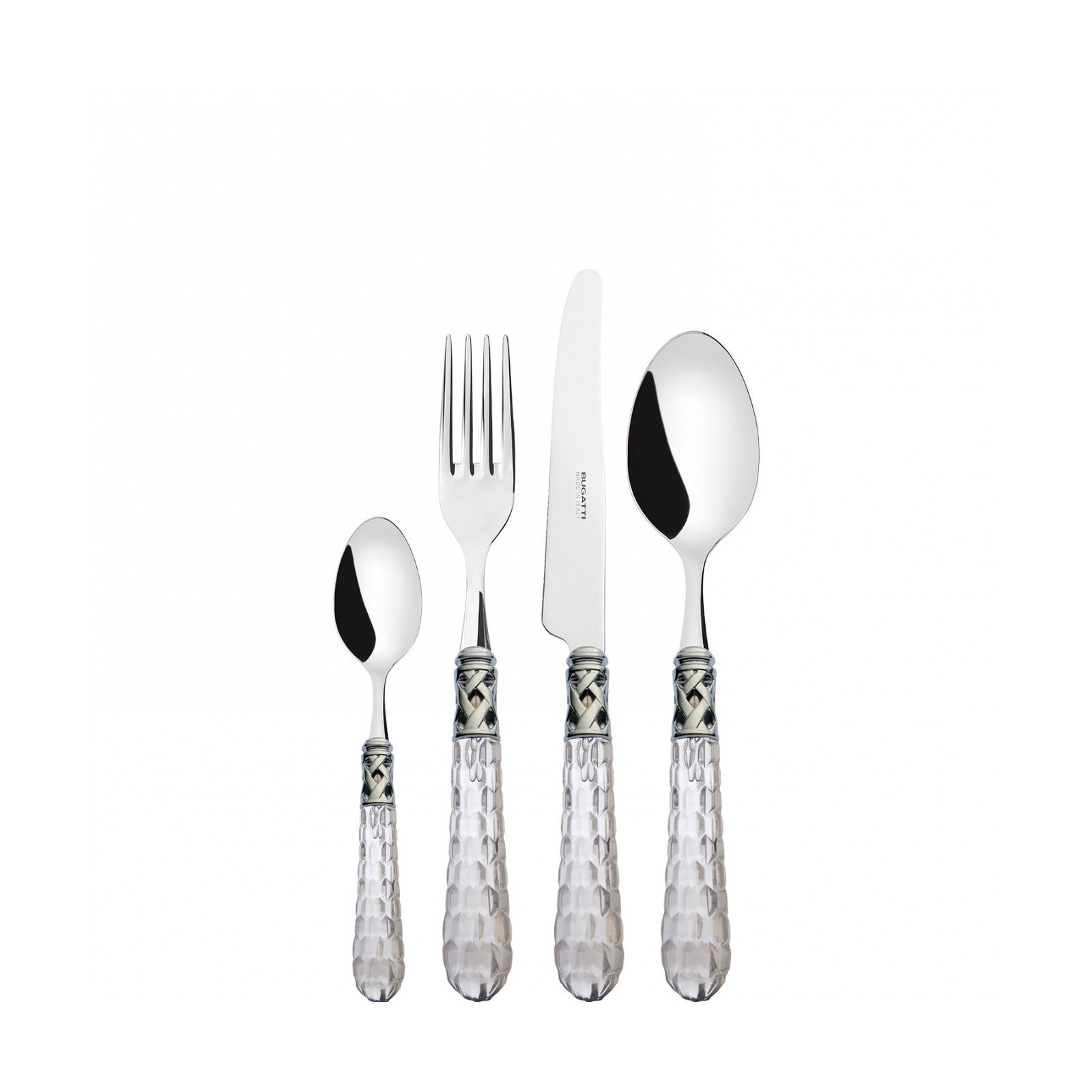 Bohemia Chromed Ring Cutlery Set – Transparent – 75 Pieces – Wengé Wood Box by Bugatti Italy - Main View