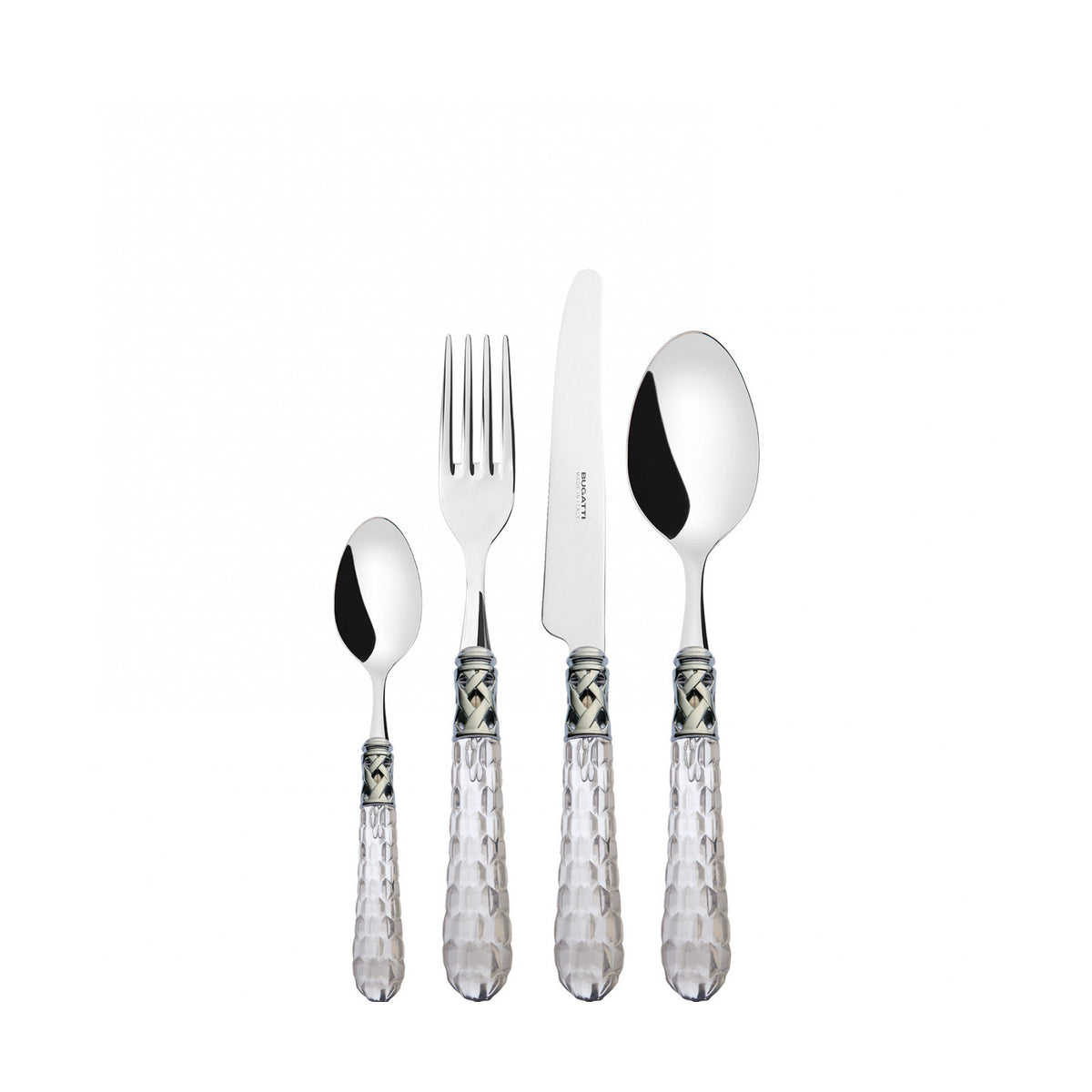 Bohemia Chromed Ring Cutlery Set – Transparent – 75 Pieces – Wengé Wood Box by Bugatti Italy - Main View