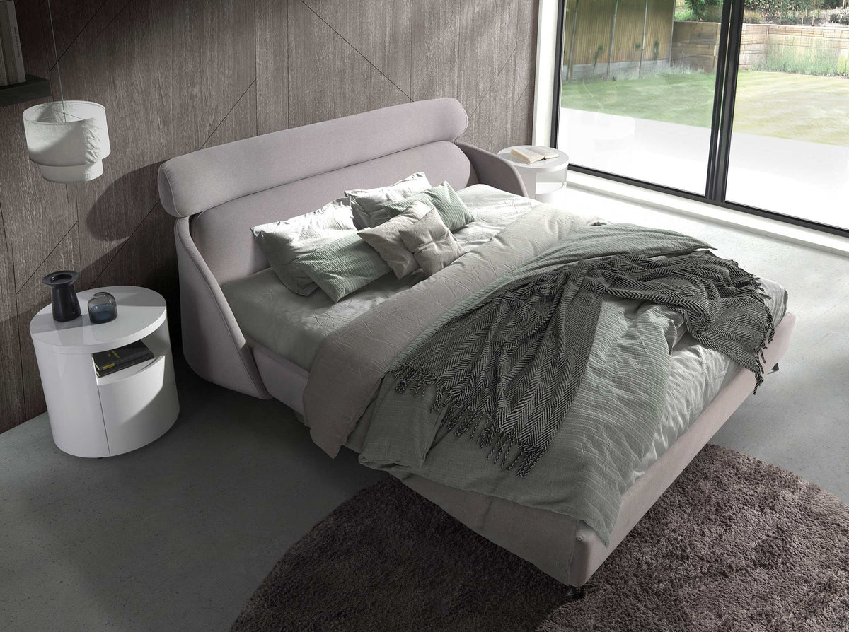 Light grey fabric bed