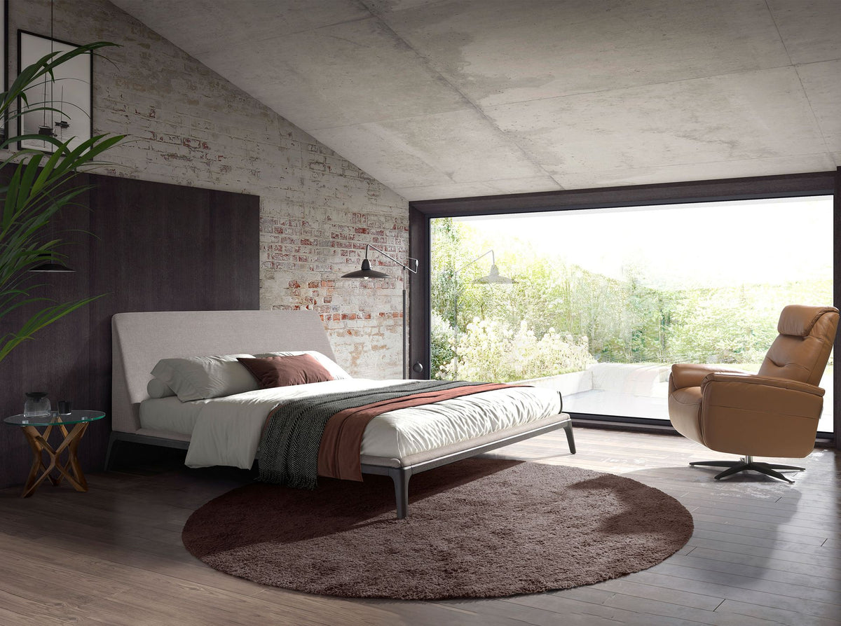 Grey fabric bed