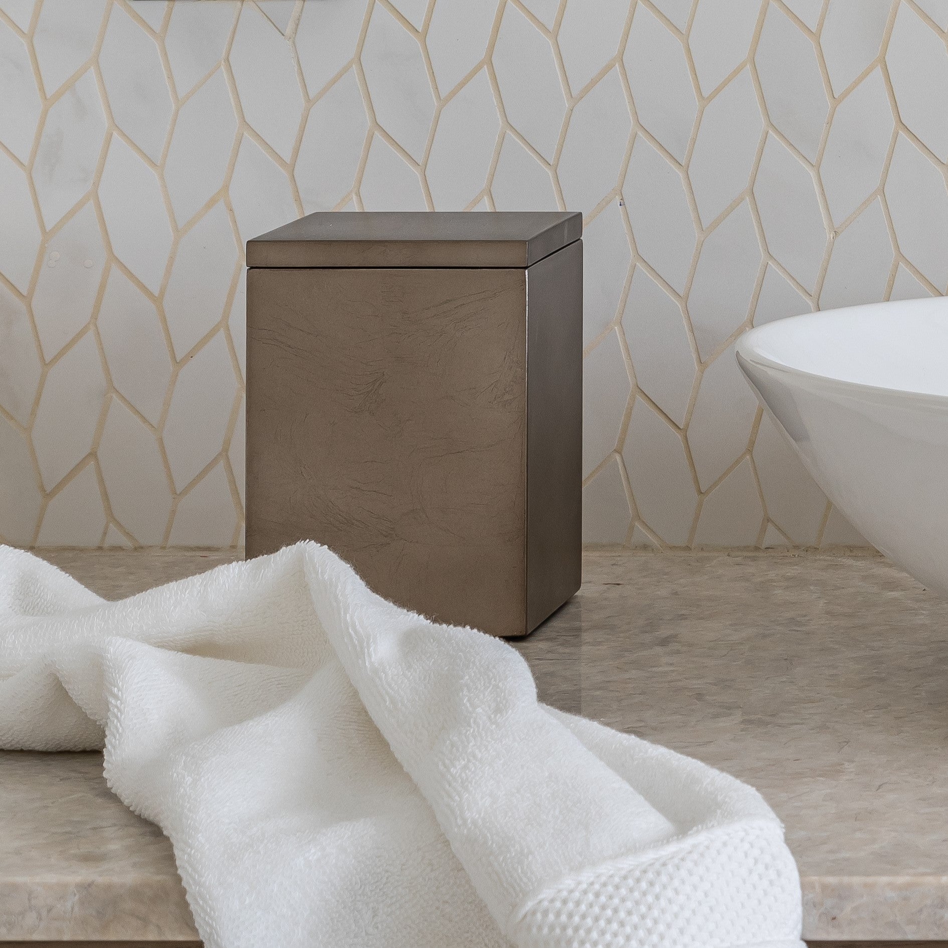 Kensington Luxury Cotton Wool Box – Taupe Silver Leaf