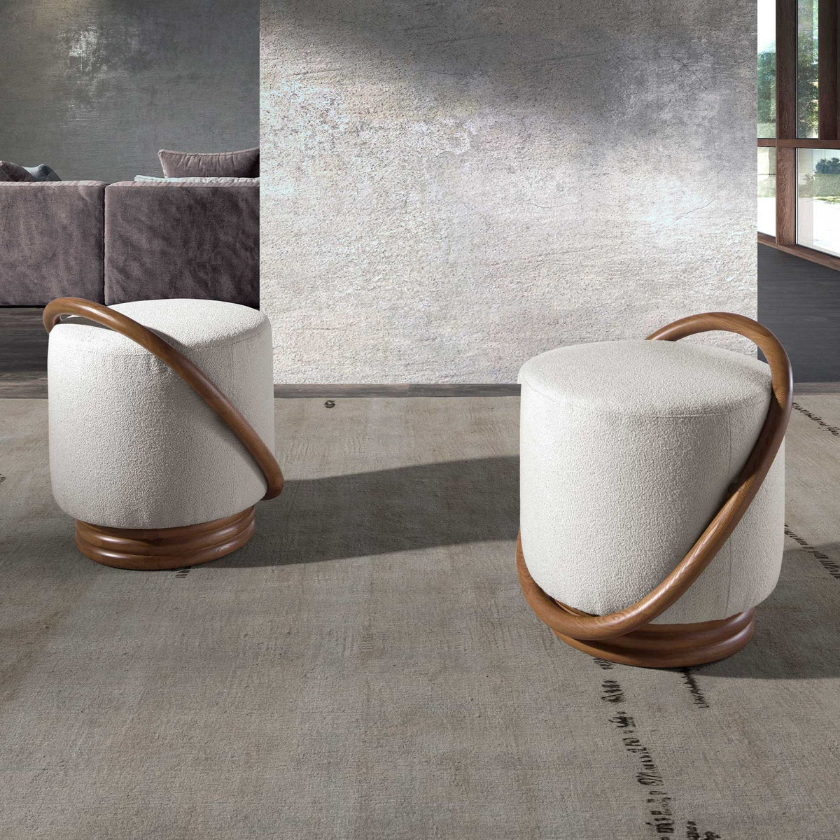 White fabric pouffe