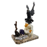 Bronze Eagle with Natural Crystals – Luxurious Artistic Sculpture by Ebano - Detail View
