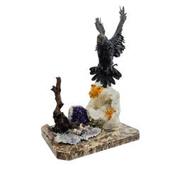 Bronze Eagle with Natural Crystals – Luxurious Artistic Sculpture