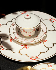 Feston e Cadena Rosso - Set of 6 Espresso Cups with Saucers by Geminiano Cozzi - Detail View