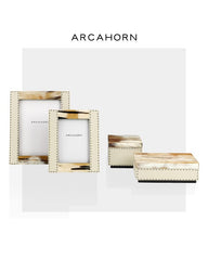 LEA Box - Rectangular box in horn and wood with lacquered ivory gloss finish.