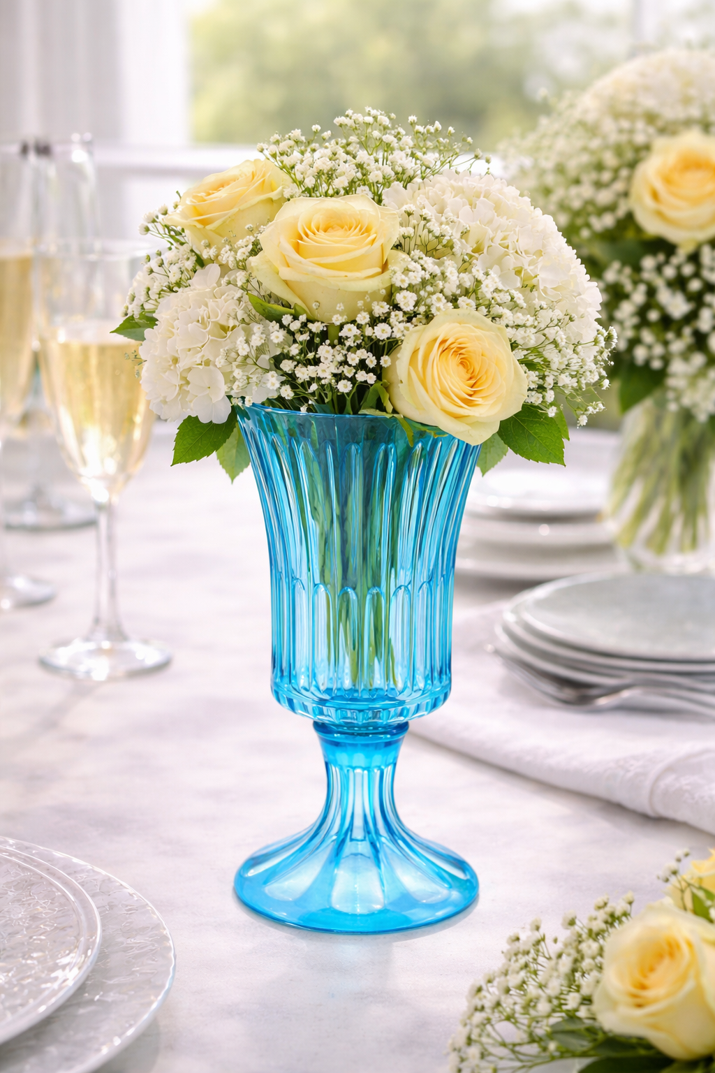 Vase – Luxury Crystal Plume Clear/lt.blu by Abhika - Main View