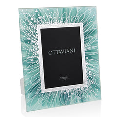Crystal photoframe silver foil silver flower