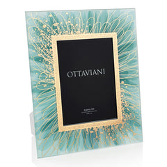 Crystal photoframe silver foil gold flower 1