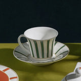 Striche Verdi e Oro - Set of 6 Tea/Cappuccino Cups with Matching Saucers by Geminiano Cozzi - Main View