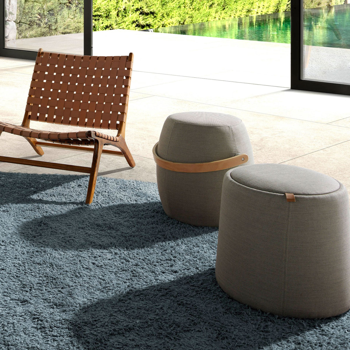 Grey fabric pouffe
