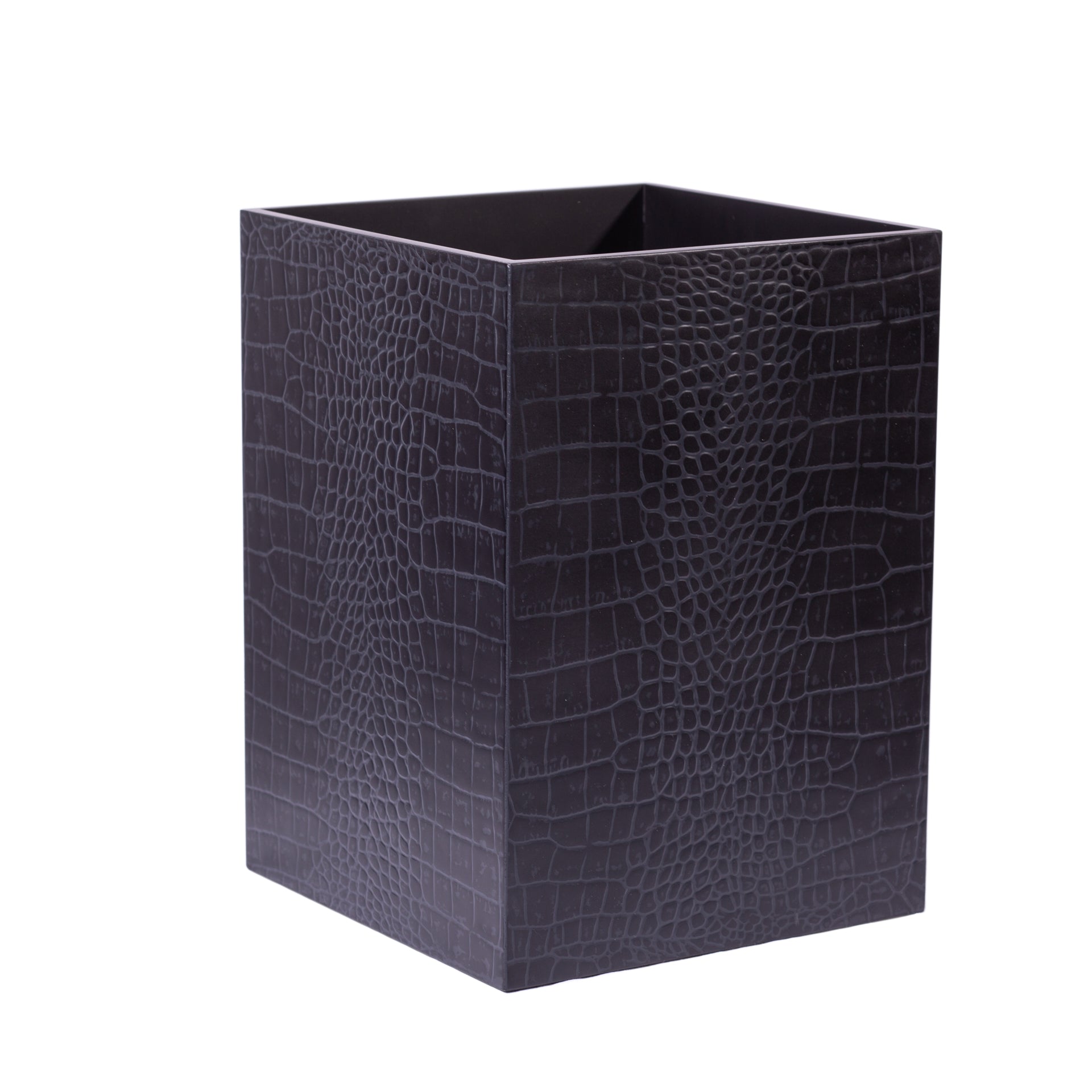 سلة نفايات فاخرة "تشيلسي" – جلد تمساح أسود